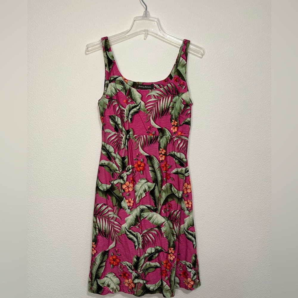 X Tommy Bahama Floral MiniDress Size XXS Pink Floral Hawaiian Style 100% Cotton